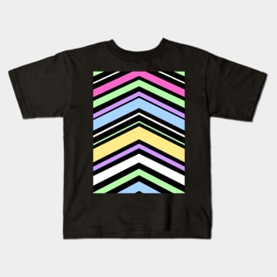 Pastel and Black Chevron Stripes Kids T-Shirt